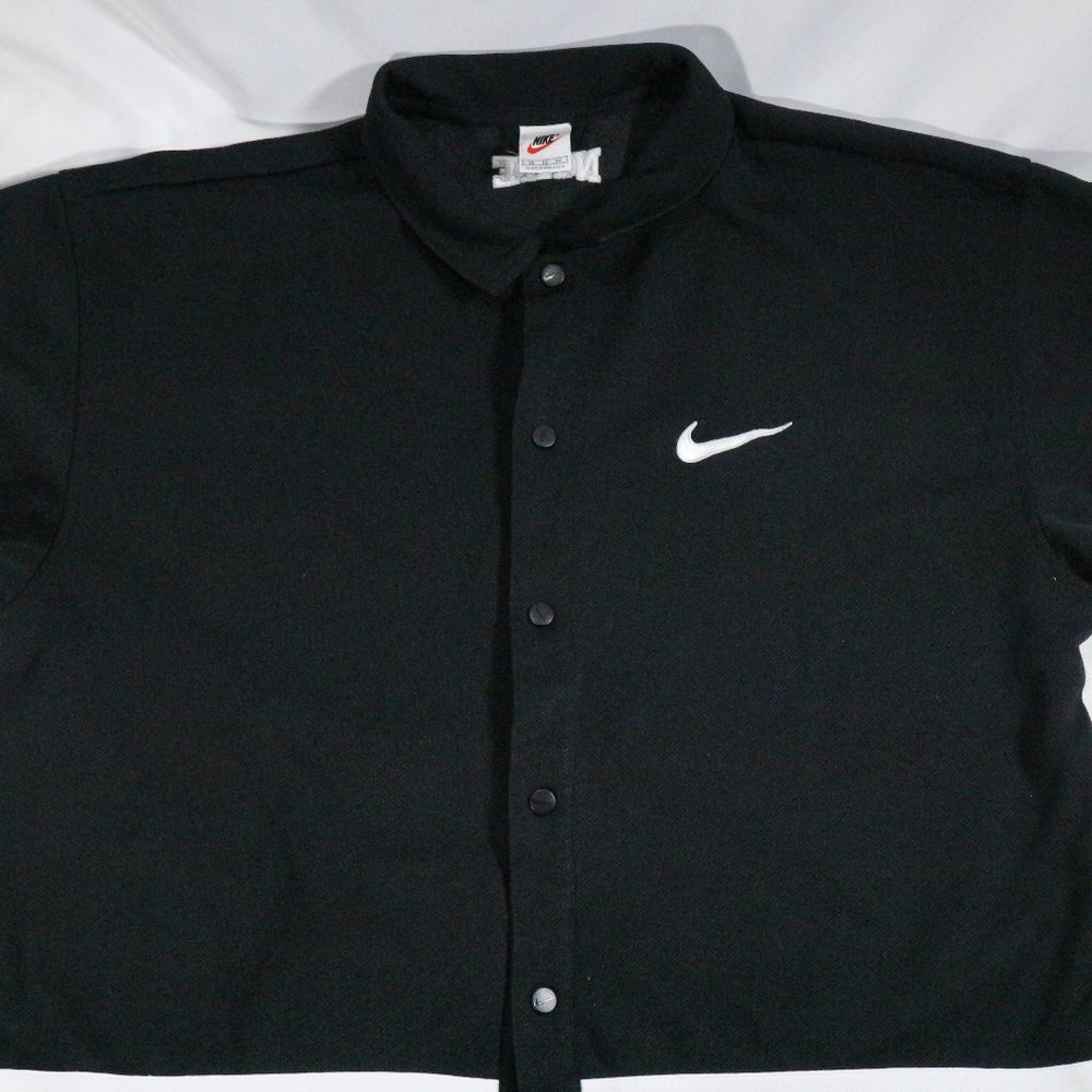 NIKE Vintage 90s Oversize Black/White Snap Button Jersey Shirt XL - Picture 3 of 9